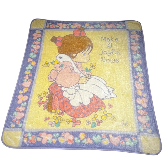 Precious Moments Other - VTG Precious Moments Joyful Noise Baby Blanket Fleece Christian cottage 49x58
